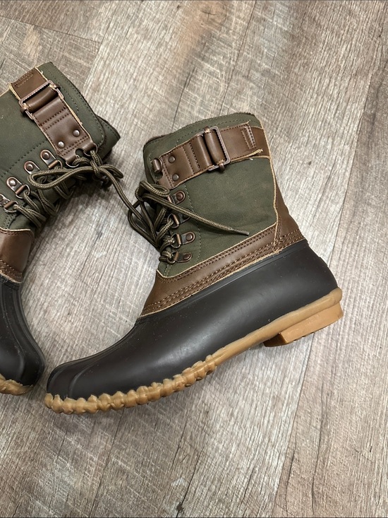JBU Olive Green & Brown Waterproof Duck Boots 6.5 main image 11